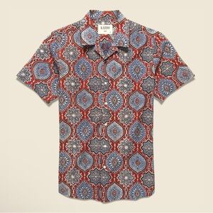 Kardo Lamar Block Print Tile Shirt - Red/Blue
